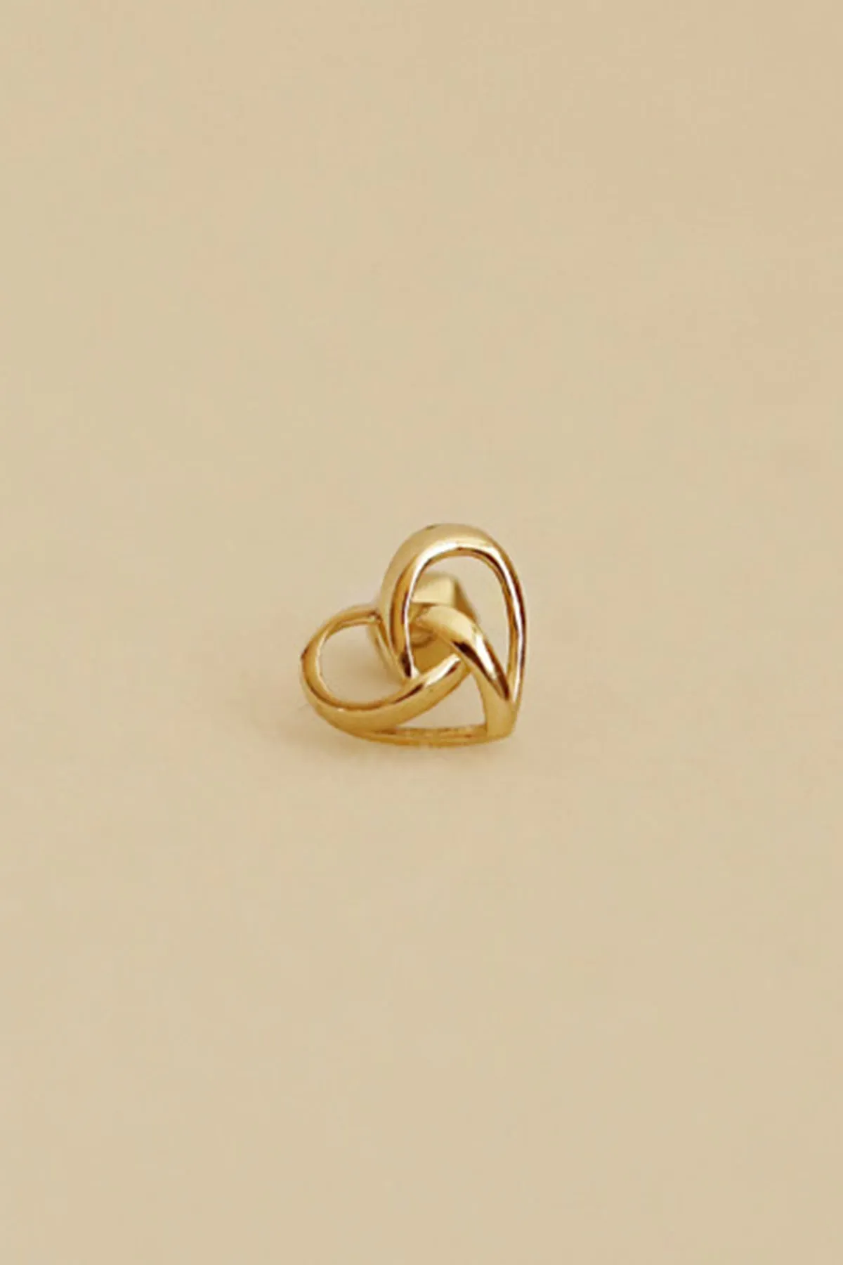 14K Solid Gold Tie Knot Heart Tragus Cartilage Helix Conch Earring Barbell Piercing Stud