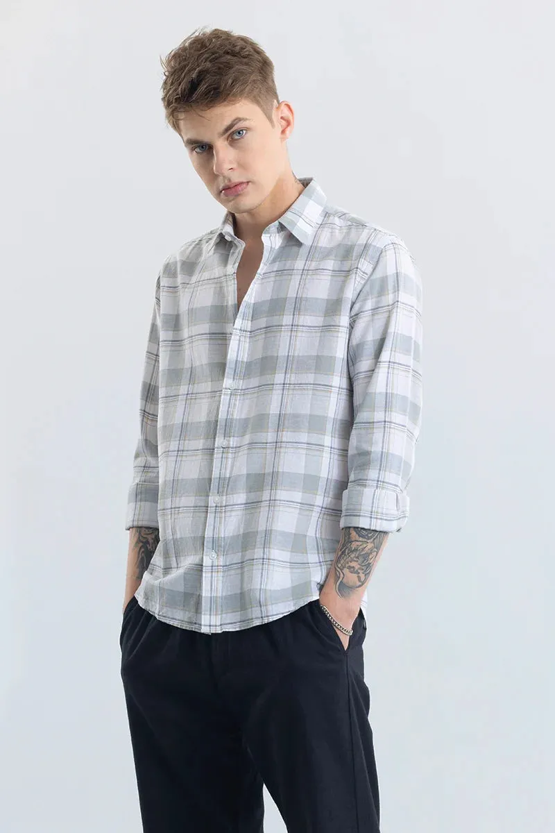 Alessia Light Grey Checks Linen Blend Shirt