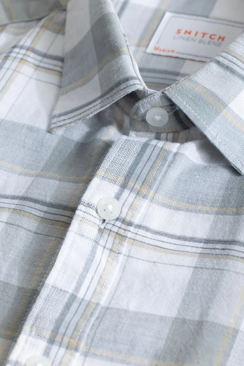 Alessia Light Grey Checks Linen Blend Shirt