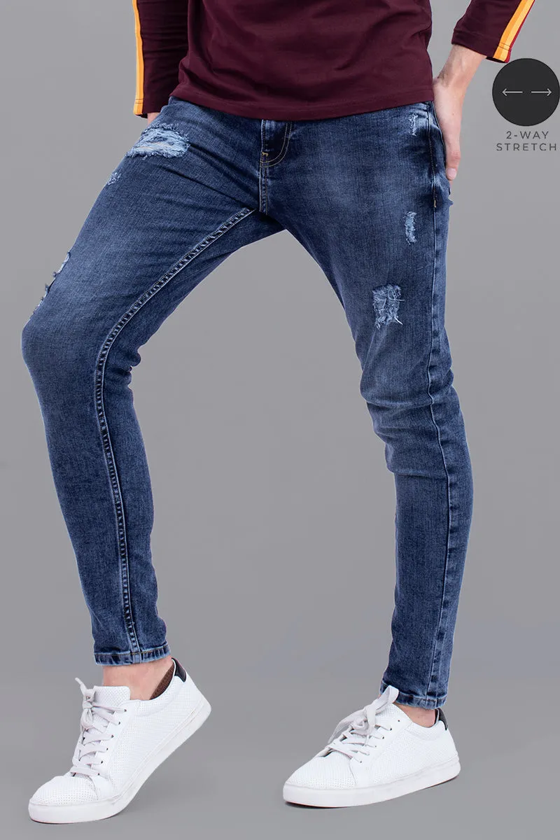 Anguish Blue Distressed Denim