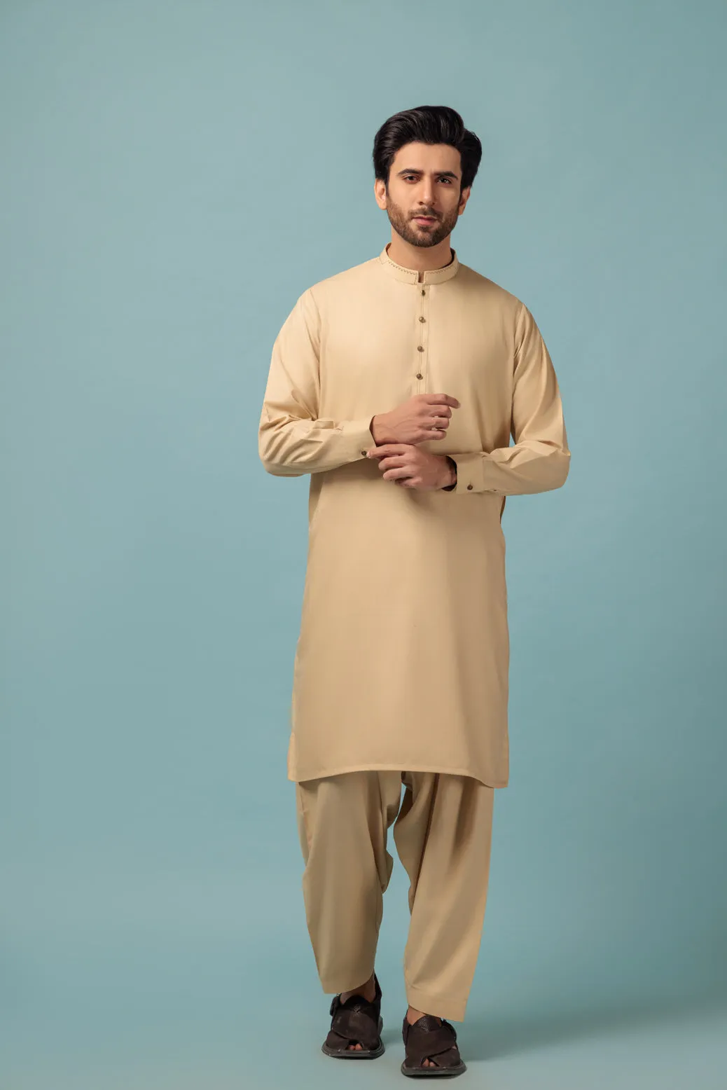 BEIGE-BLENDED-KURTA SHALWAR - (KSRW23-029)