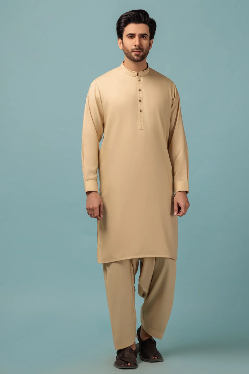 BEIGE-BLENDED-KURTA SHALWAR - (KSRW23-029)