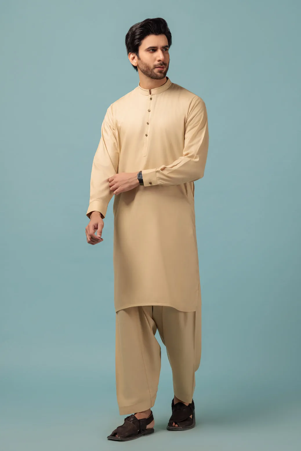 BEIGE-BLENDED-KURTA SHALWAR - (KSRW23-029)