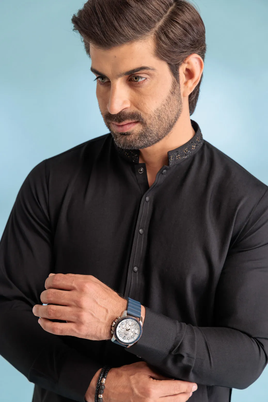 BLACK-BLENDED-KURTA SHALWAR - (KSW23-013)