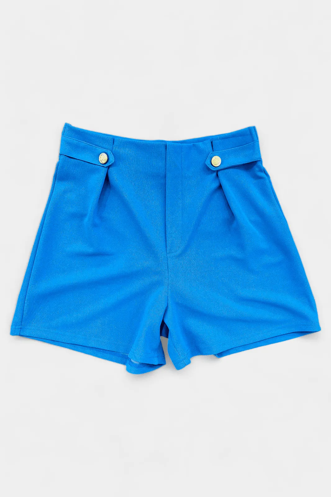 Blue Front Pleat Button Shorts [NO RETURNS]