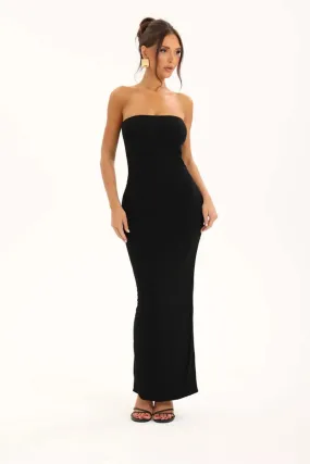 BODYCON BANDEAU MAXI DRESS IN BLACK