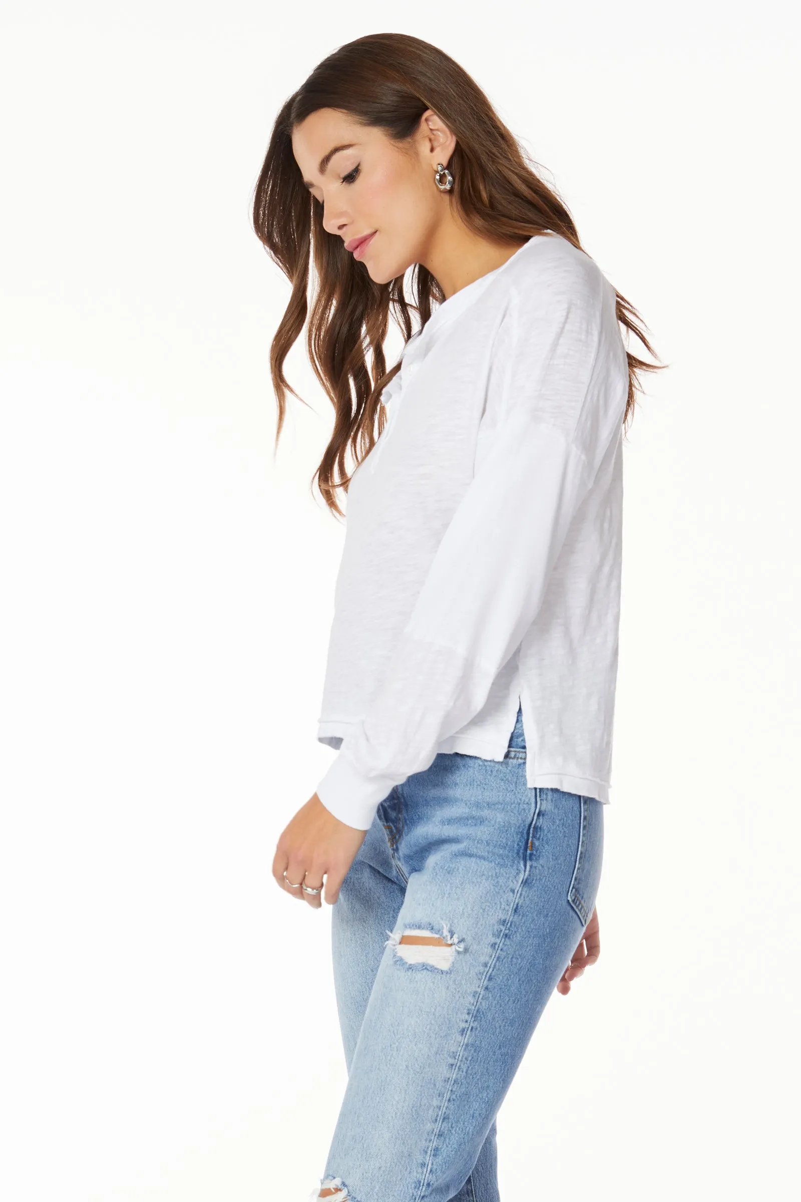 BOXY HENLEY WITH RIB INSETS