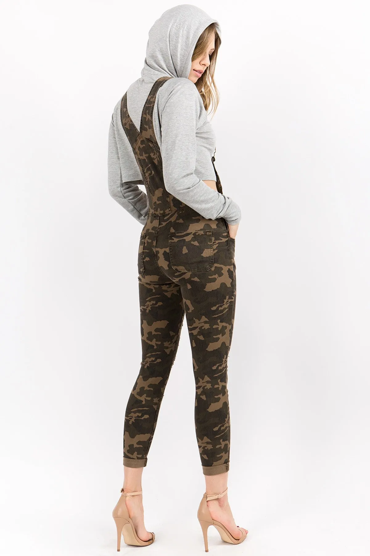 Camo Distressed Overall Bibs - PLUS