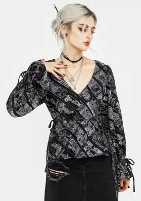 Cartomancy Ruched Drawstring Blouse