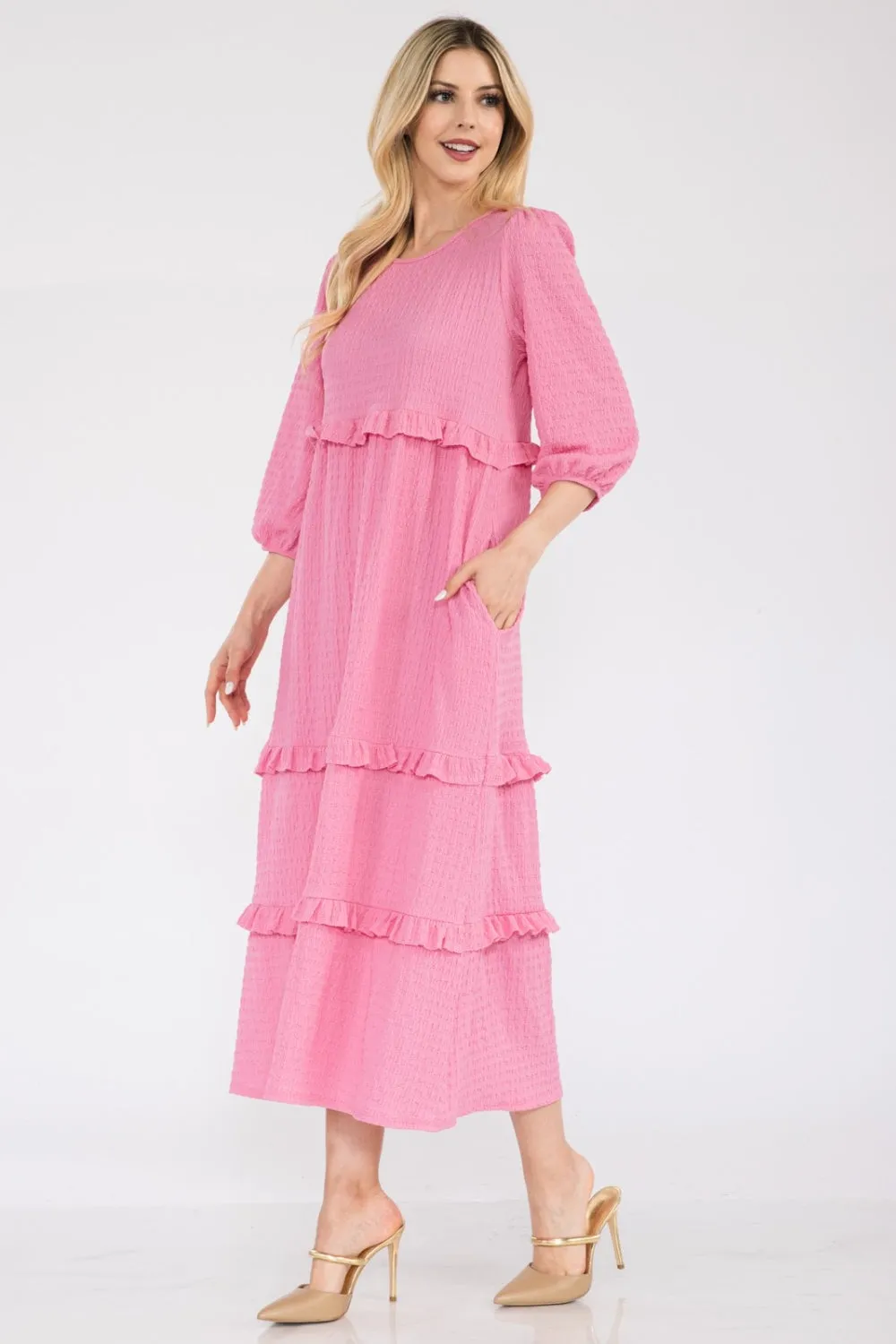 Celeste Full Size Tiered-Ruffle Midi Dress