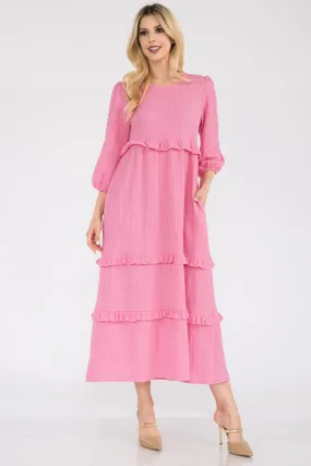 Celeste Full Size Tiered-Ruffle Midi Dress