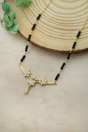 Classic Floral Tanmanya Gold Plated Sterling Silver Mangalsutra Necklace