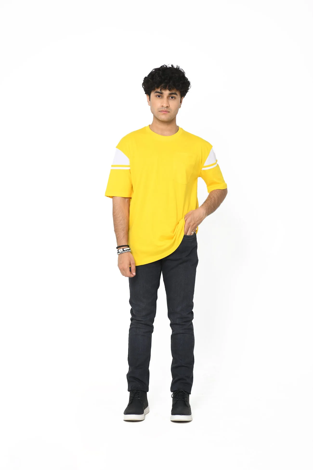 CONTRAST PANELED T-SHIRT