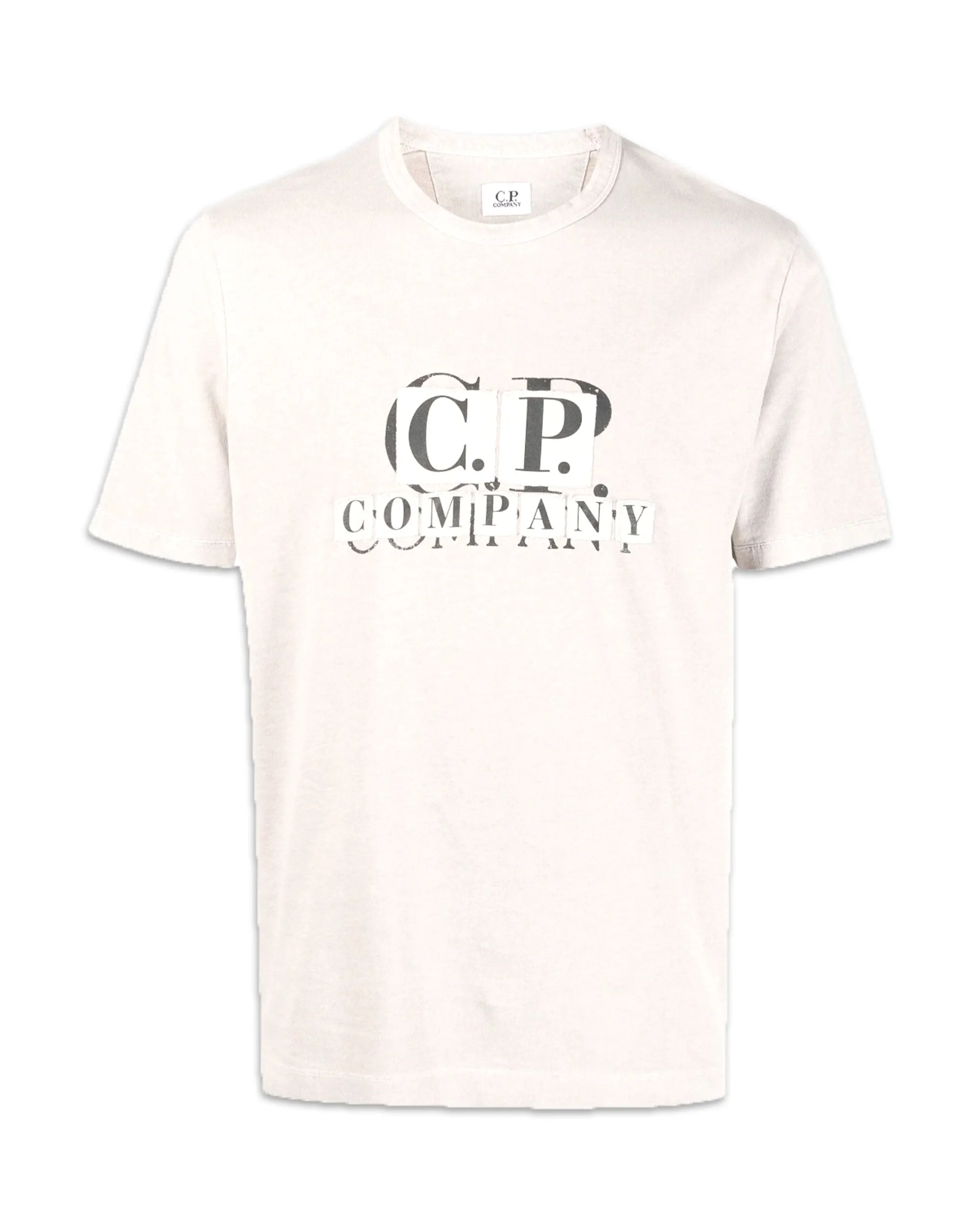 CP Company T-shirt 1020 Jersey Patch Logo Bianco