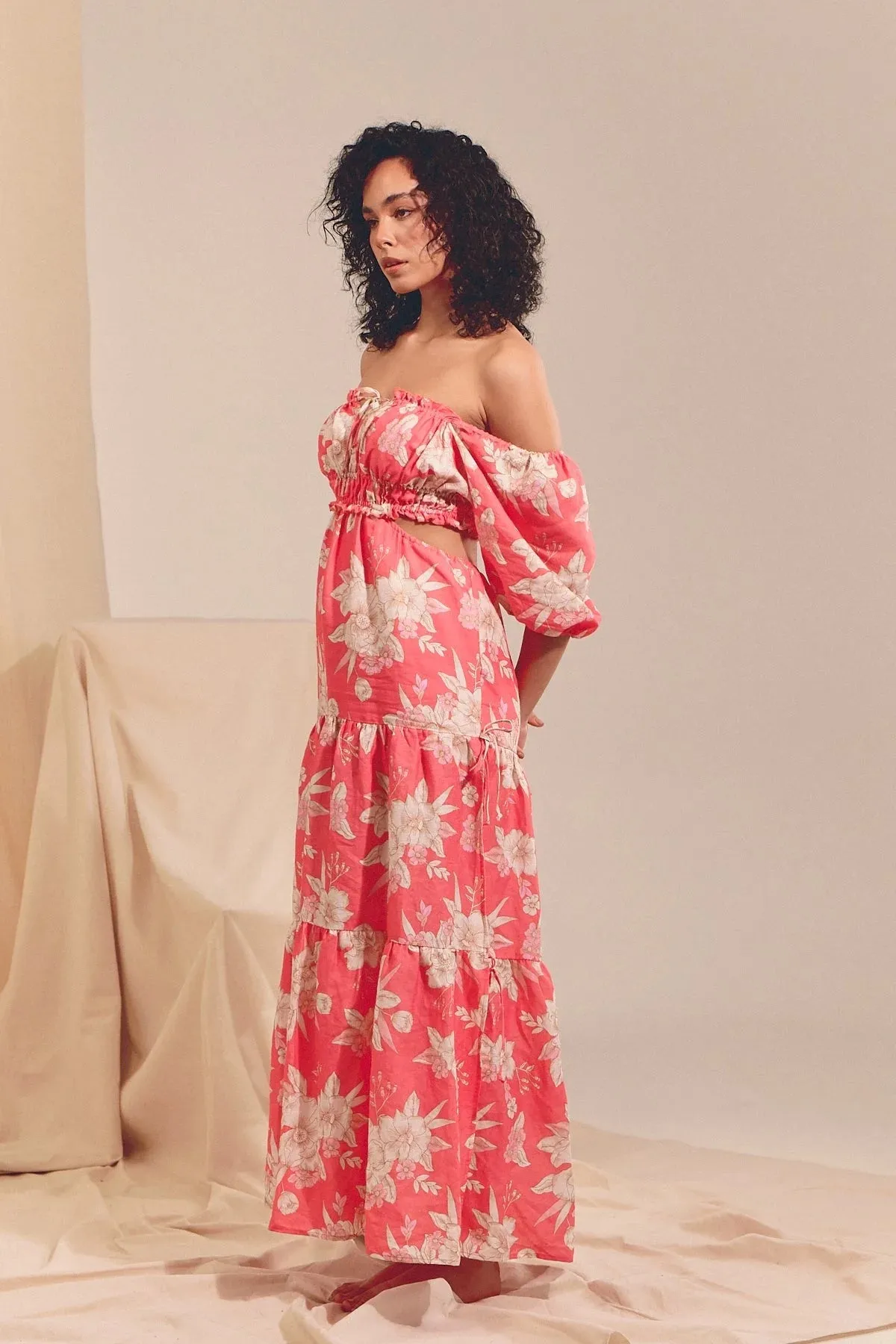 Eden Linen Maxi Dress - Hawaii Rose Collection