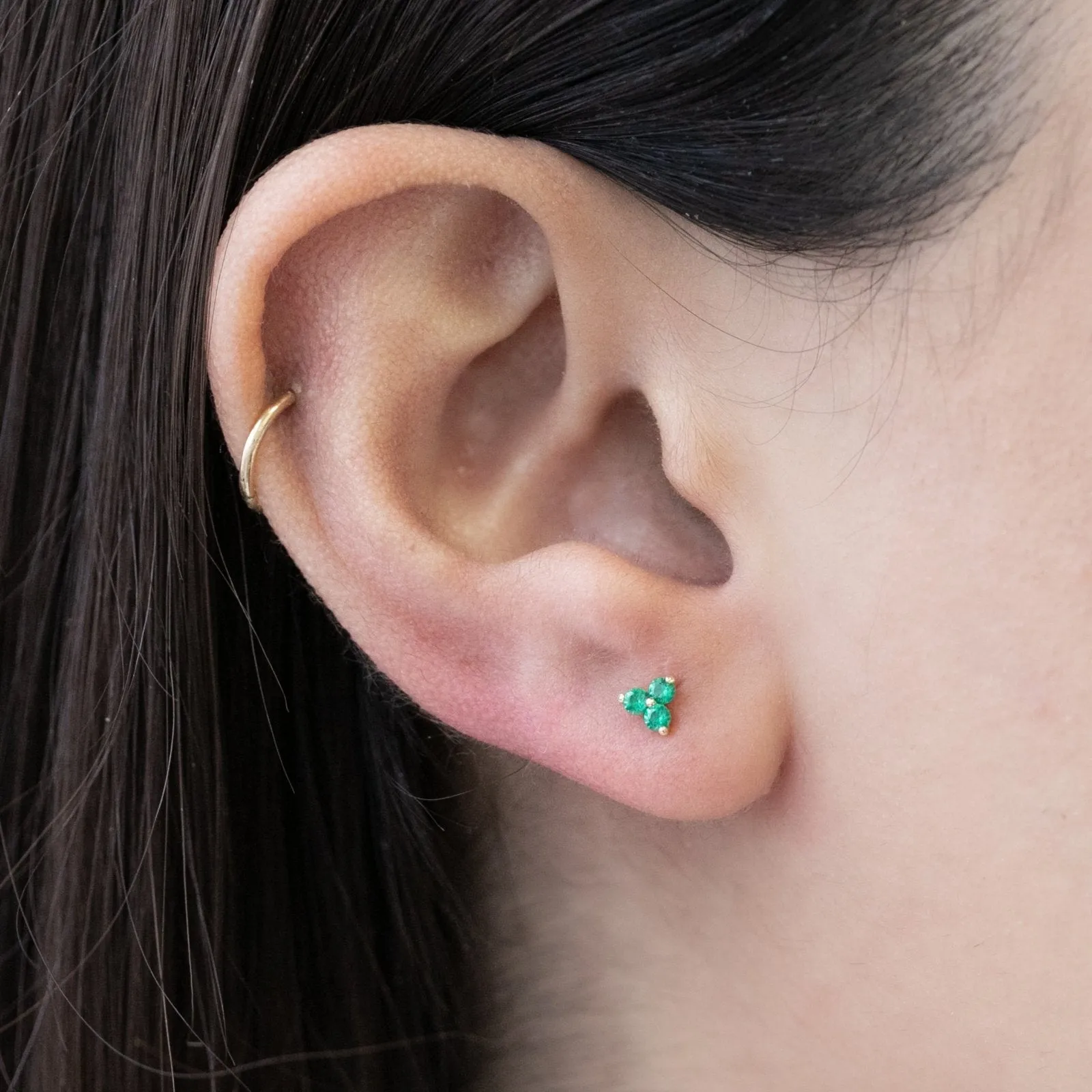 Emerald Trinity Cluster Flat Back Stud