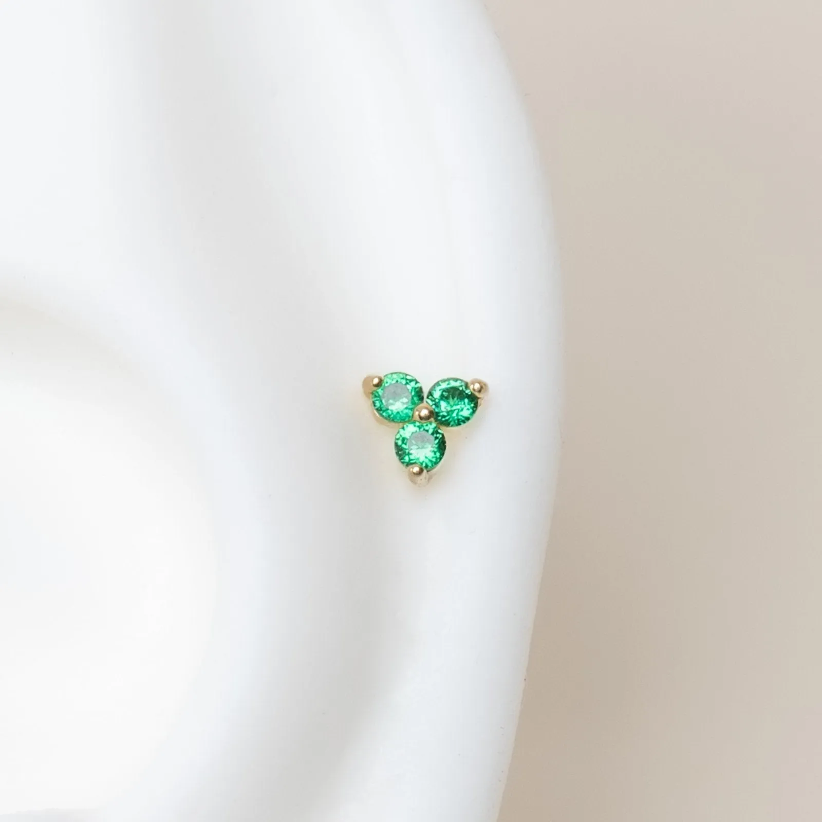 Emerald Trinity Cluster Flat Back Stud