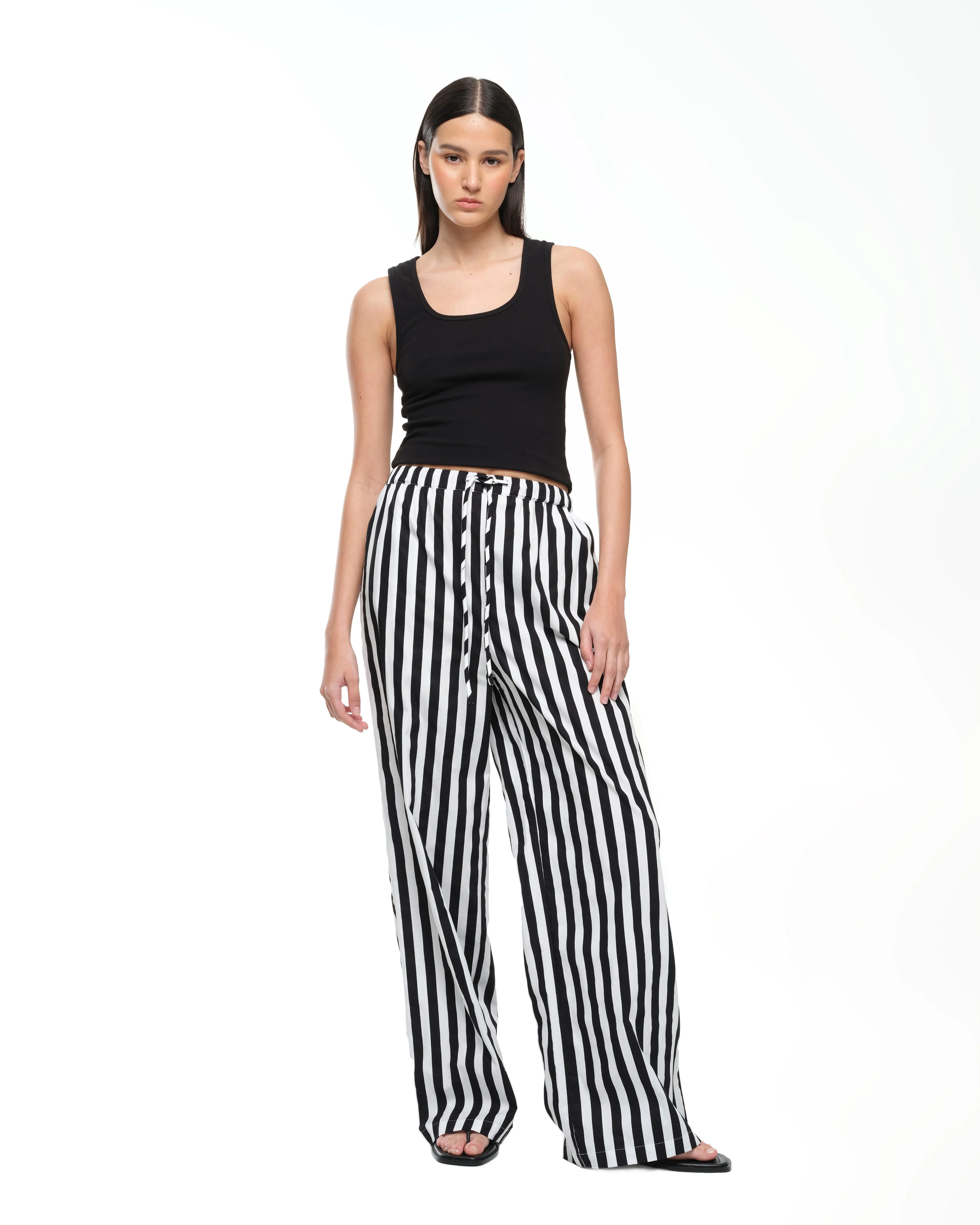 EVERYDAY WIDE LEG PANT - BLACK/WHITE STRIPE