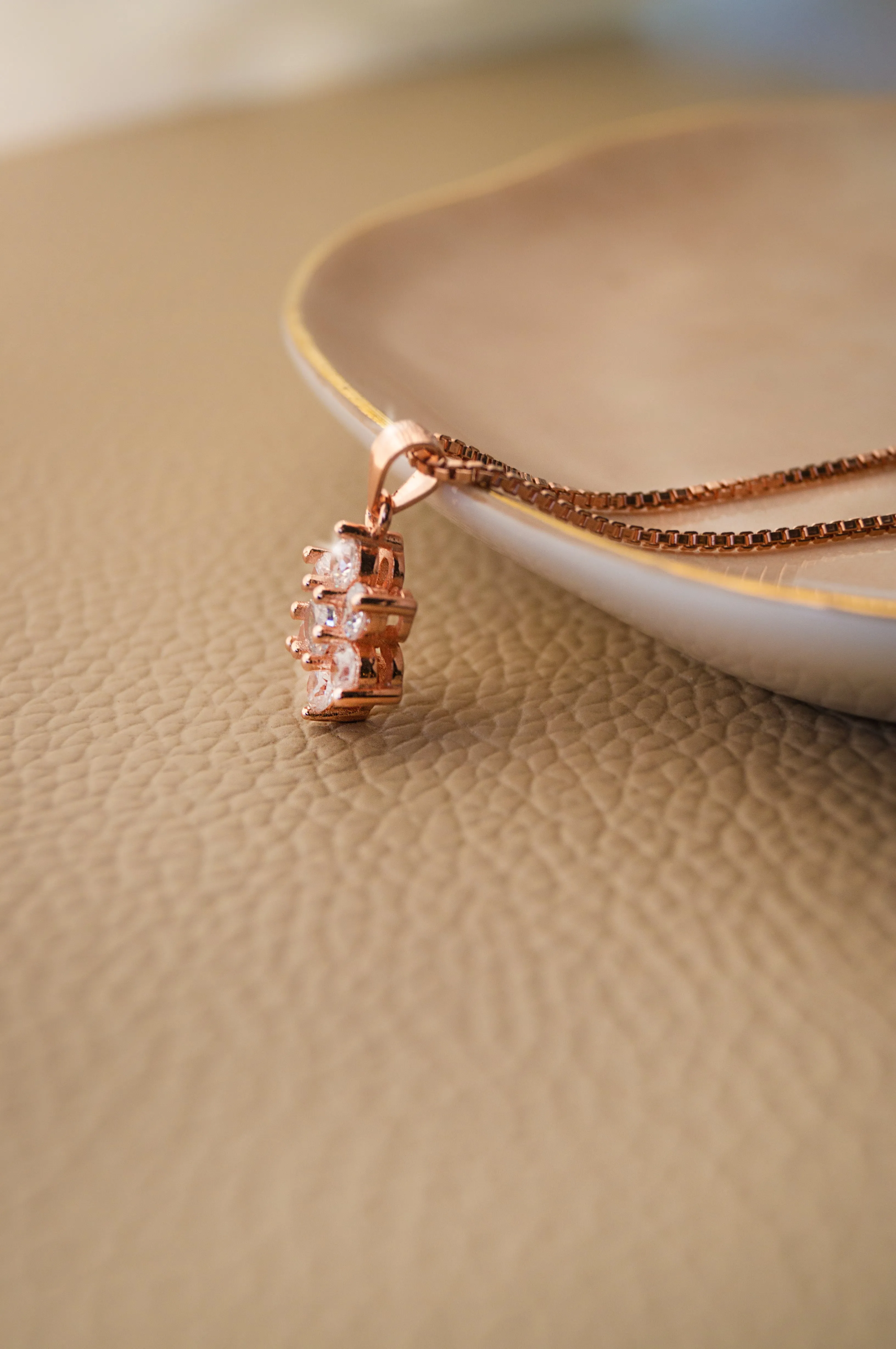 Floral Cluster Rose Gold Plated Sterling Silver Pendant