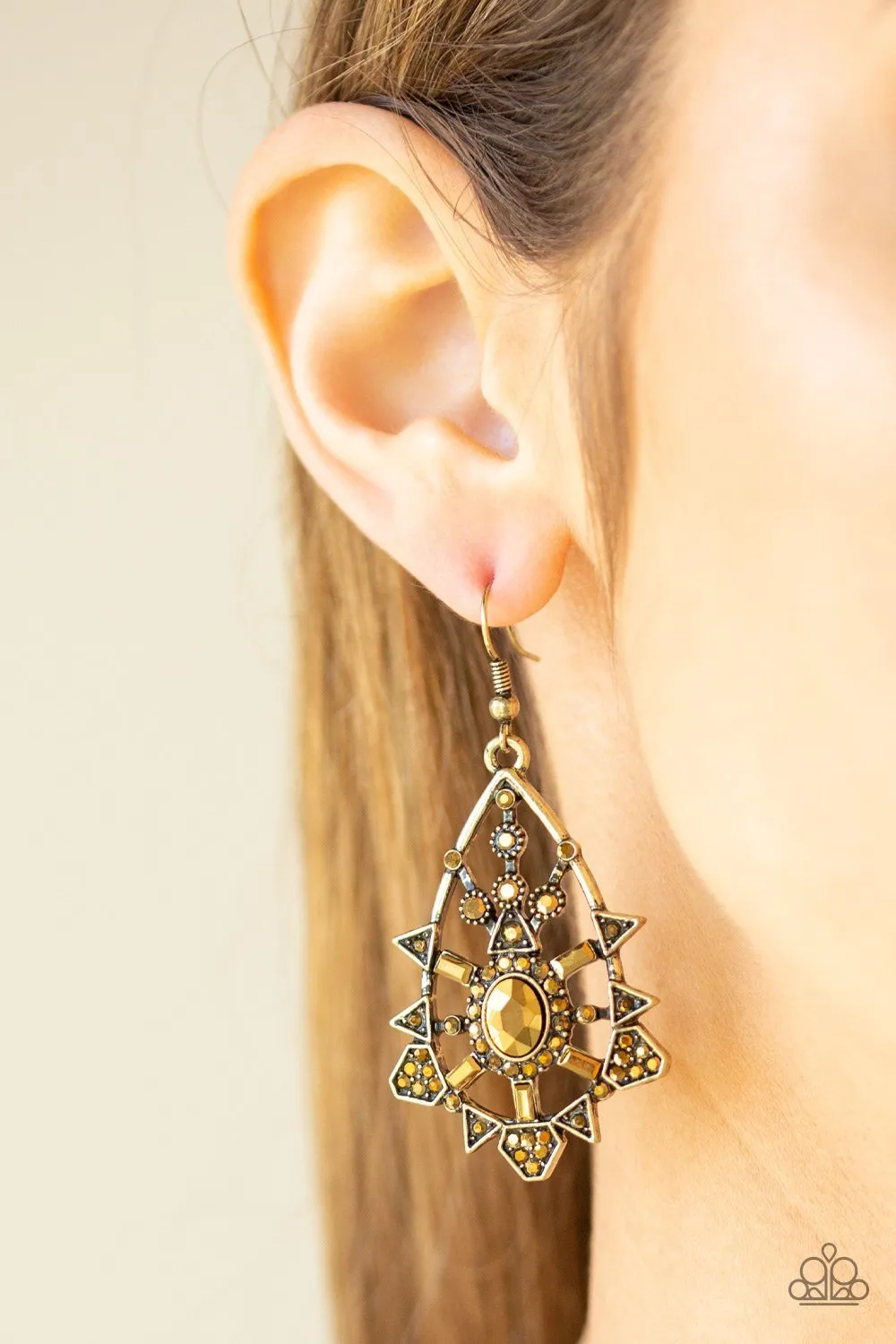 Gatsby Glimmer Brass Earring