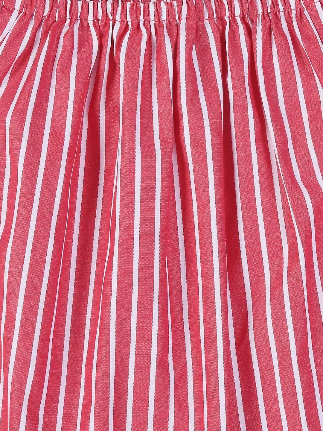 Girls Red & White Candy Stripes Bardot Top