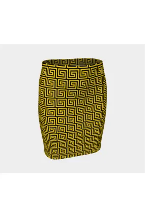 Gold Greek Key Fitted Skirt