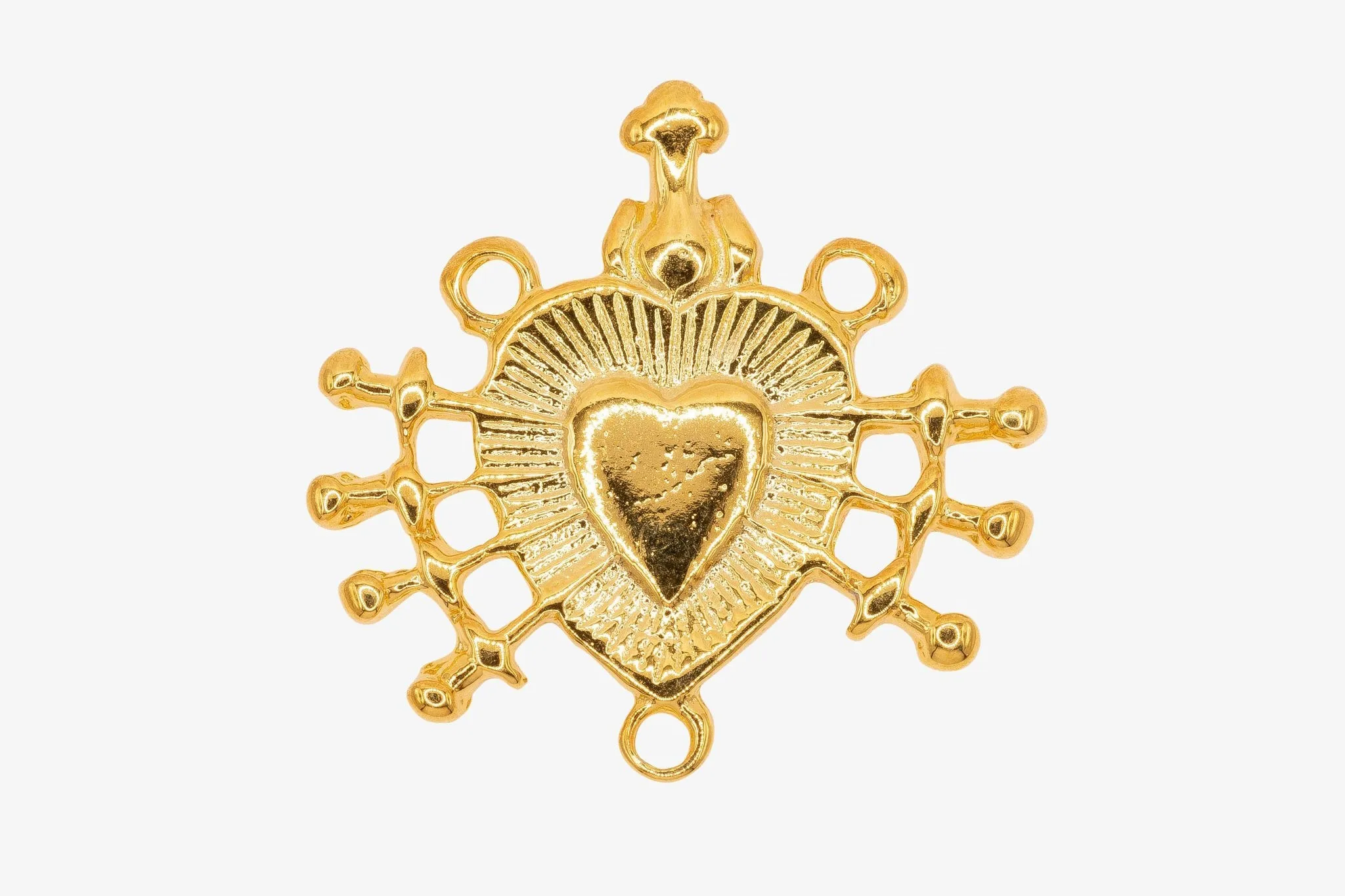 Gold Sacred Heart Charm, 14K Solid Gold, Love Charm, Jewelry Making Charm