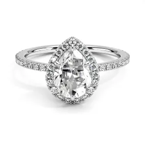 Halo Pear Shaped Engagement Ring With Hidden Halo