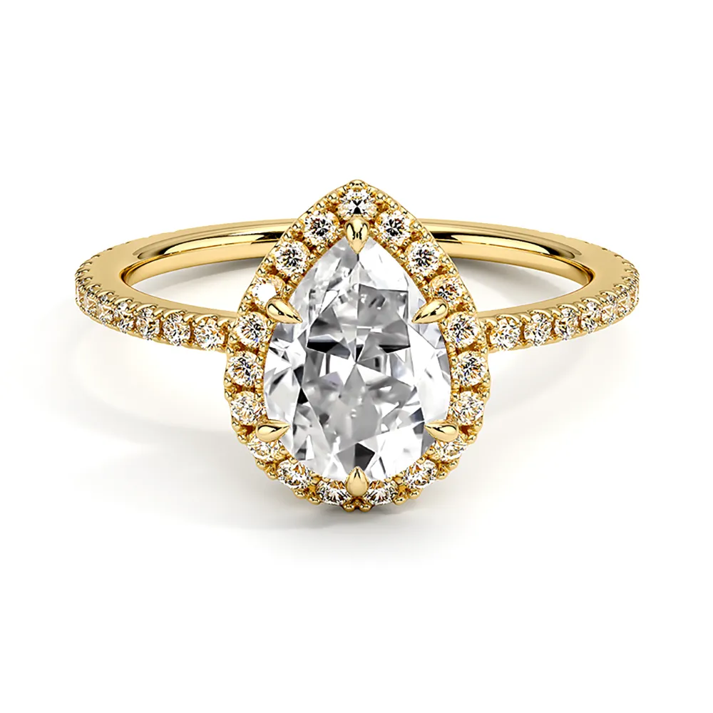 Halo Pear Shaped Engagement Ring With Hidden Halo