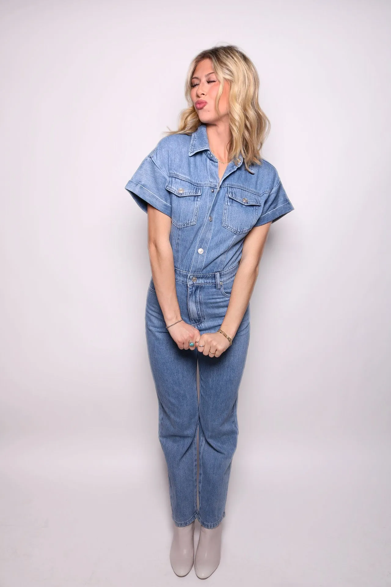 Headed to Broadway Denim Jumpsuit