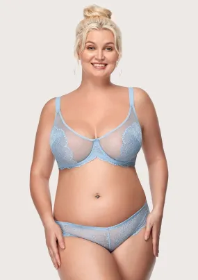 HSIA Blossom Unlined Storm Blue Lace Bra Set