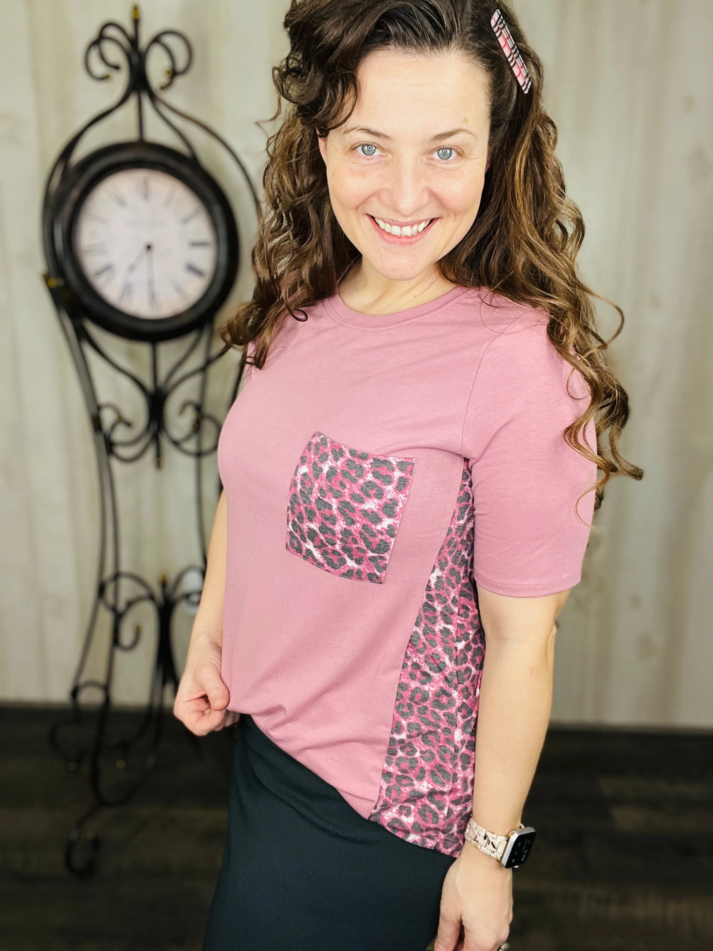 Leopard & Spring Everyday Top- Rose