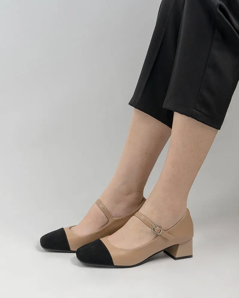 Mary Janes Square Cap Toe Block Chunky Heeled Pumps