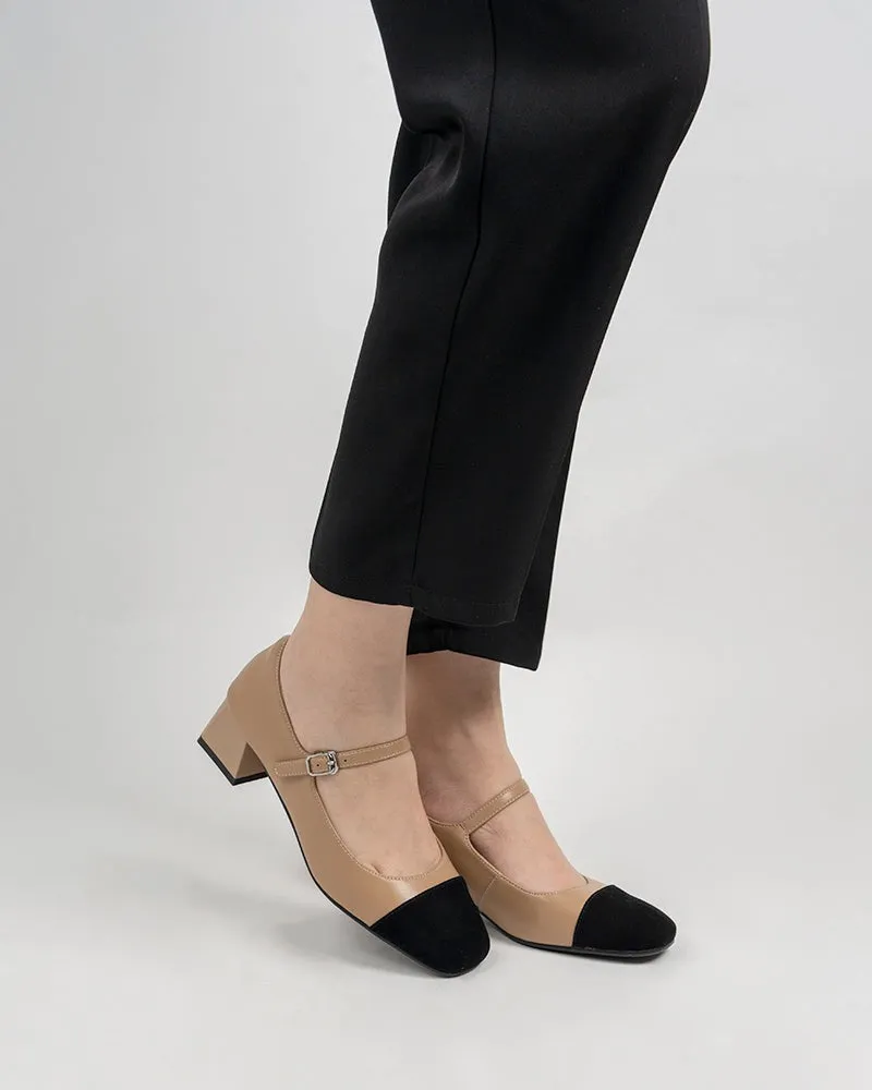 Mary Janes Square Cap Toe Block Chunky Heeled Pumps