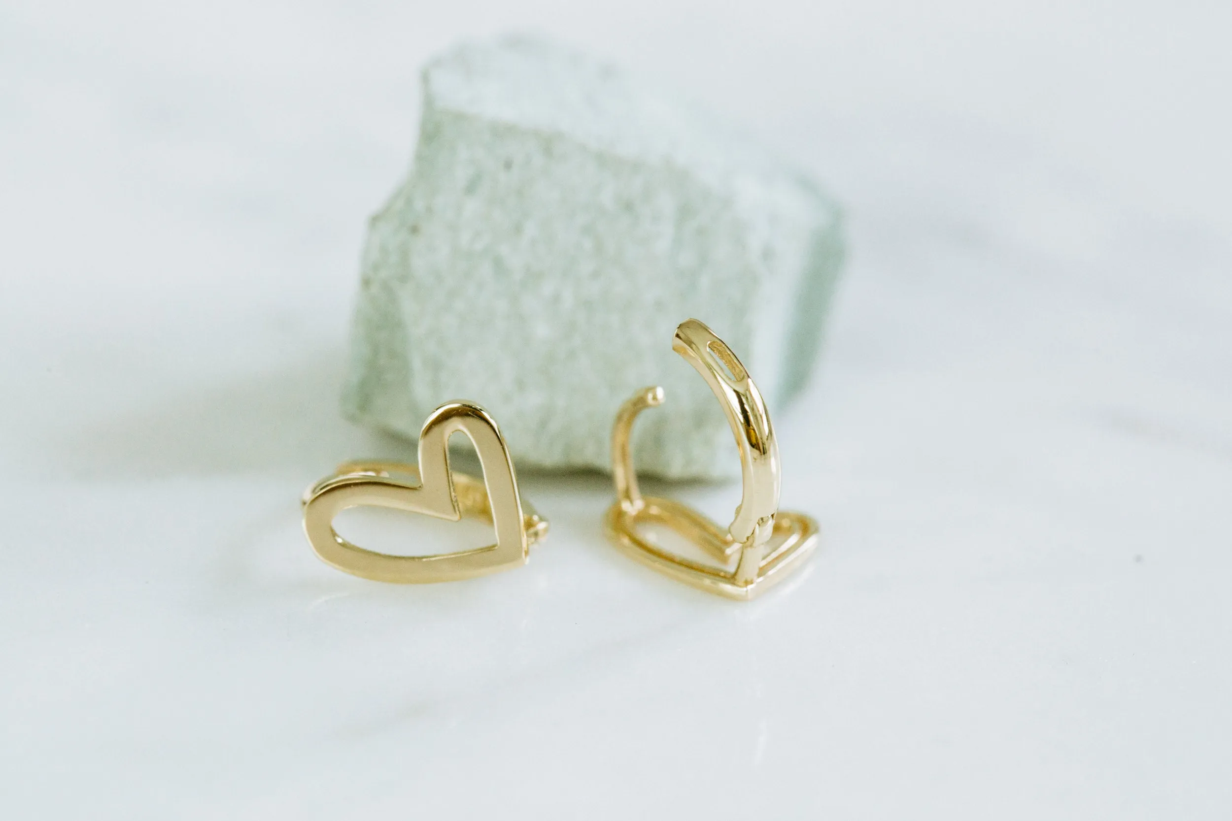 Open Round Heart Tragus Cartilage Helix Hoop Ring Piercing Earring 14K Solid Gold Jewelry