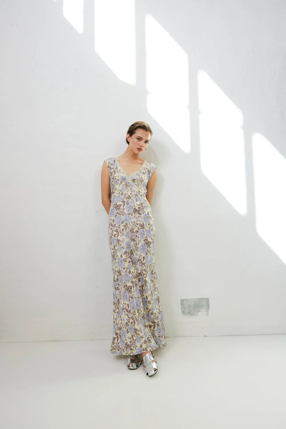 Paris In The 90's Bias Cut Maxi Dress Floral