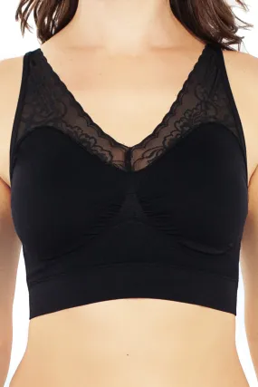 Seamless Leisure Bra With Lace Neckline