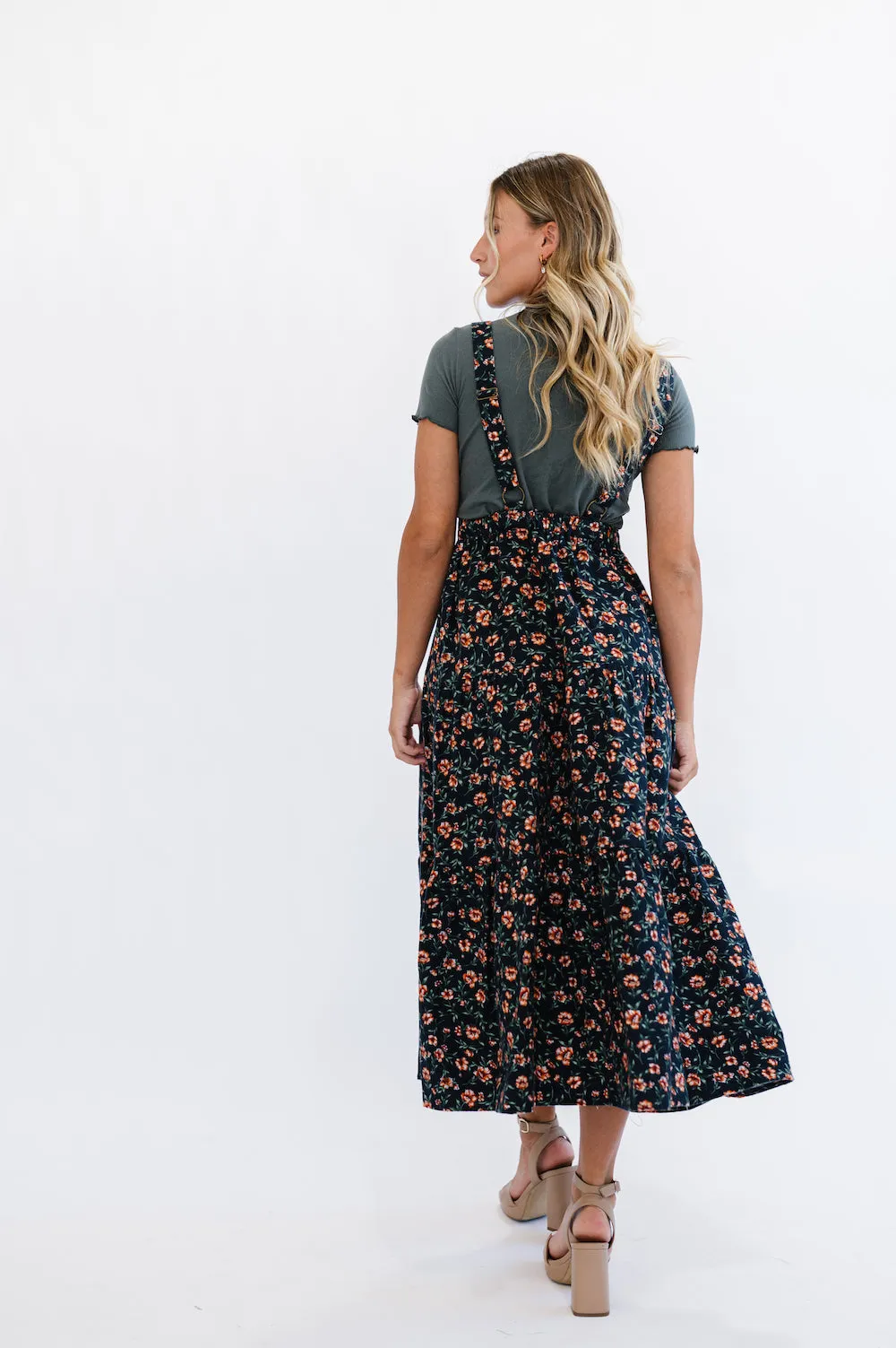 Shay Overall Floral Navy Maxi Dress