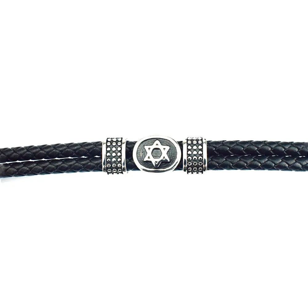 Star of David Multilayer Leather Stainless Steel Bracelet