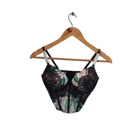 Victoria's Secret Pink Floral & Black Lace Corset Set | Brand new |