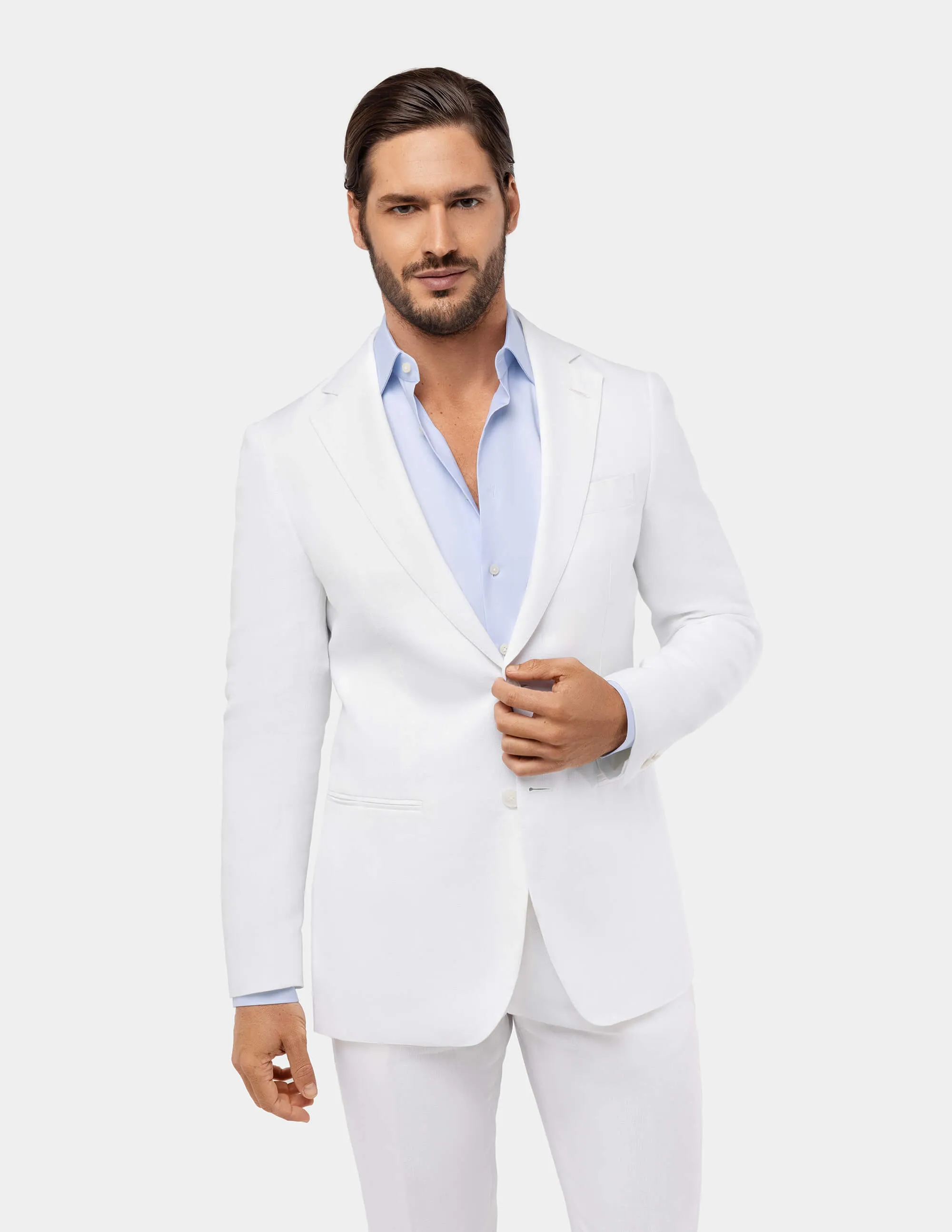 White Linen Single Breasted Suit