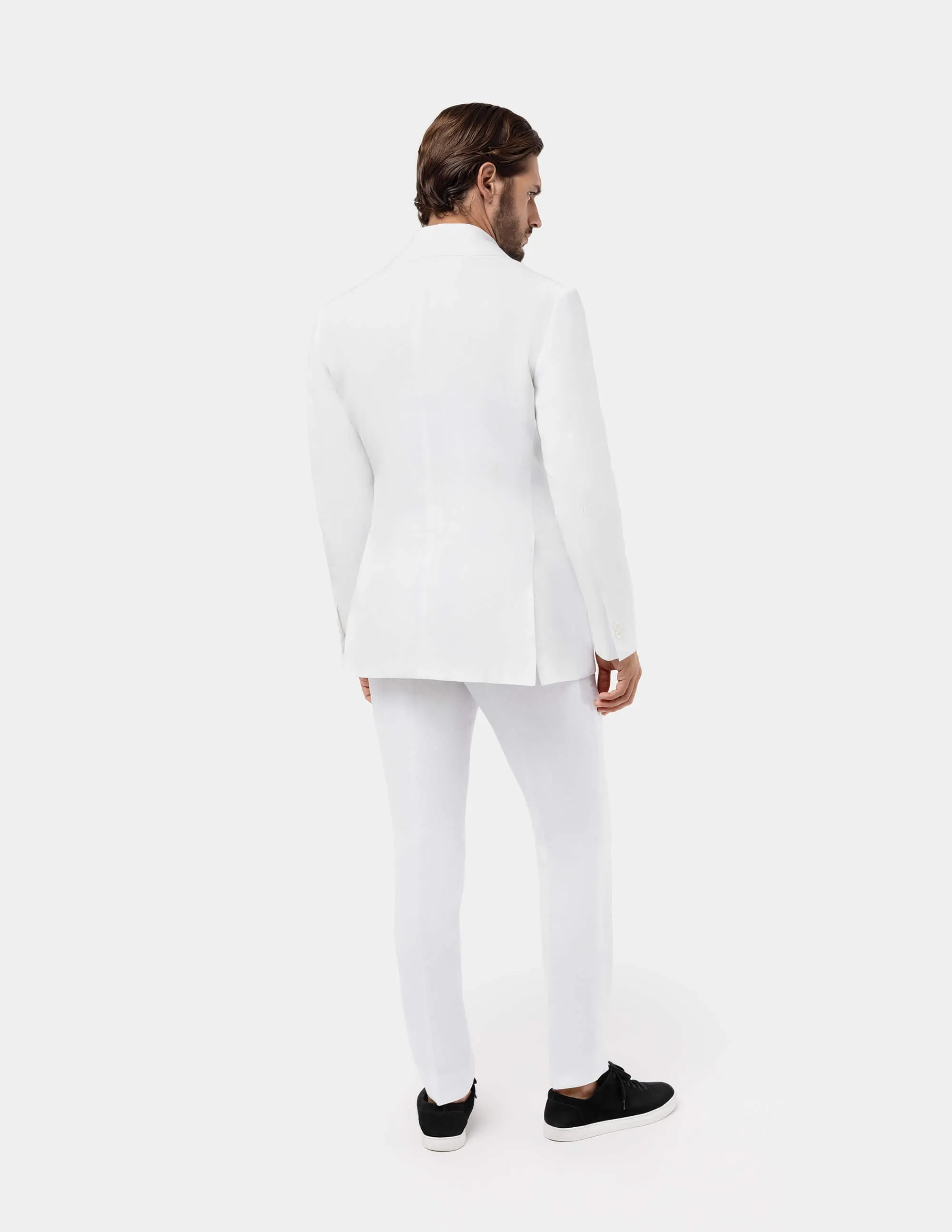 White Linen Single Breasted Suit