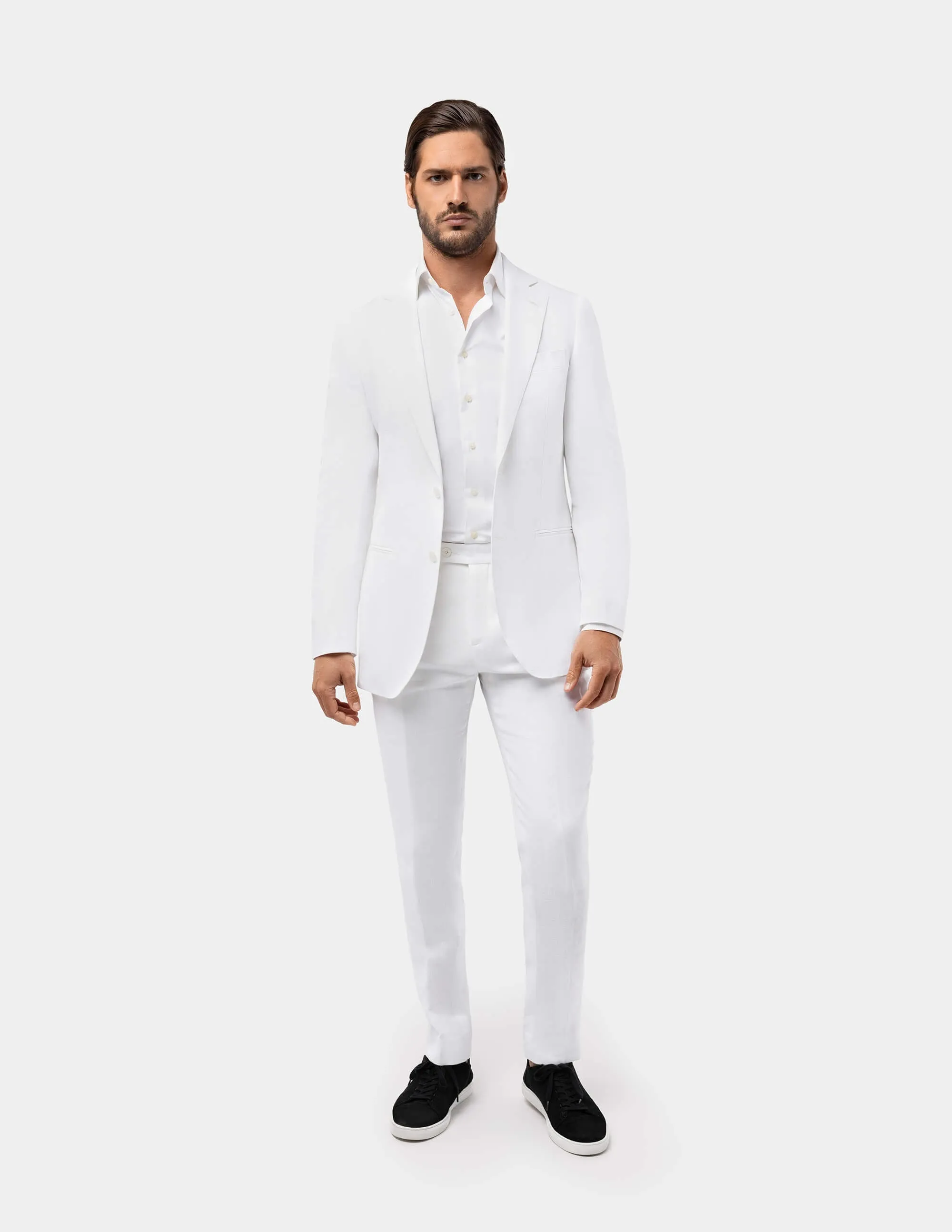 White Linen Single Breasted Suit