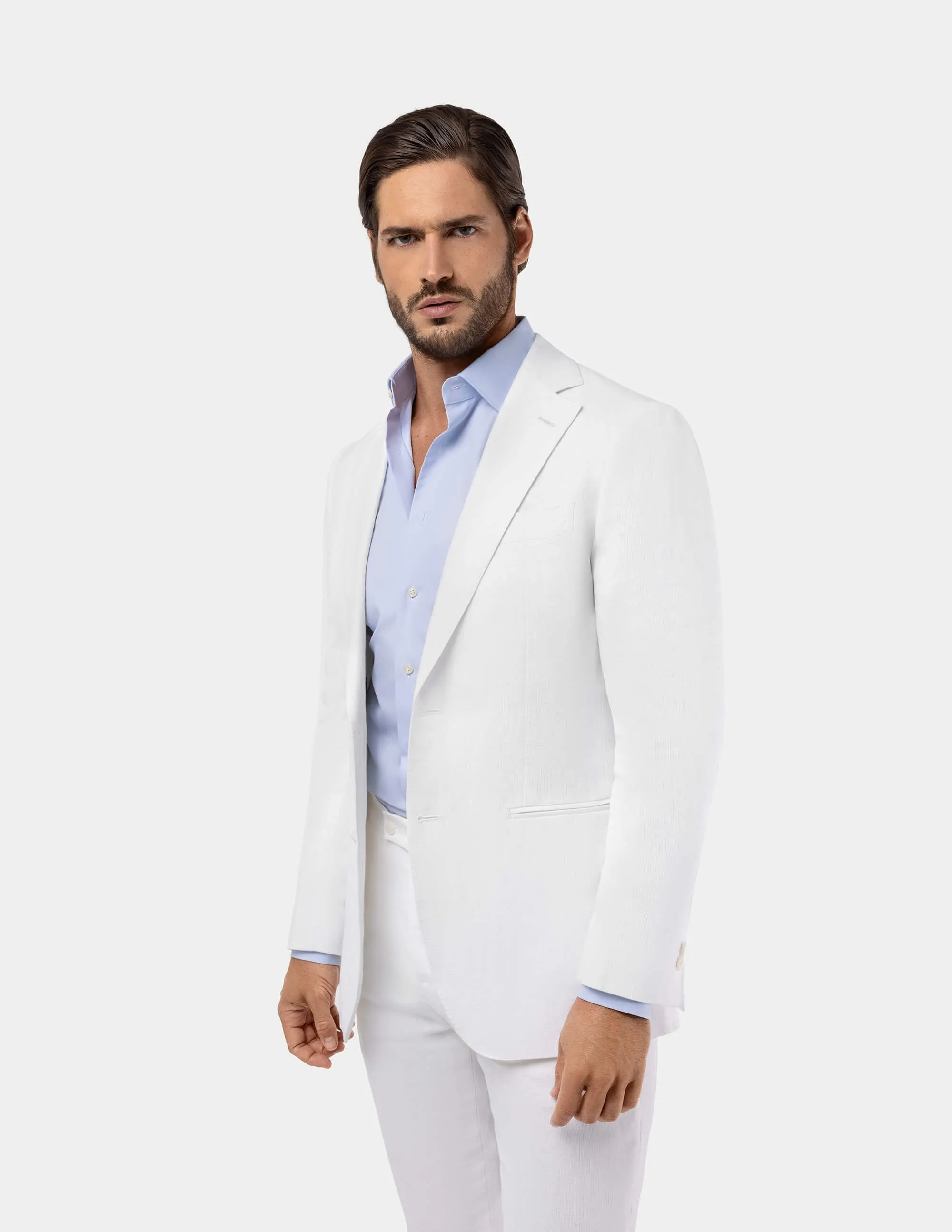 White Linen Single Breasted Suit