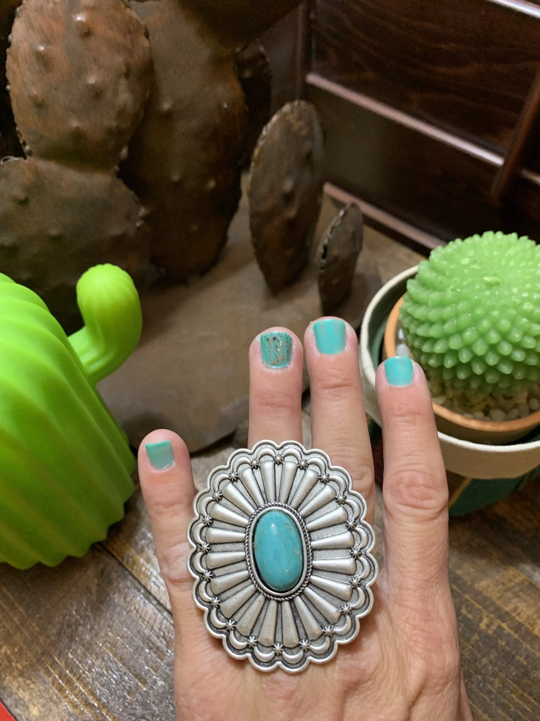 Xl monster Concho turquoise ring